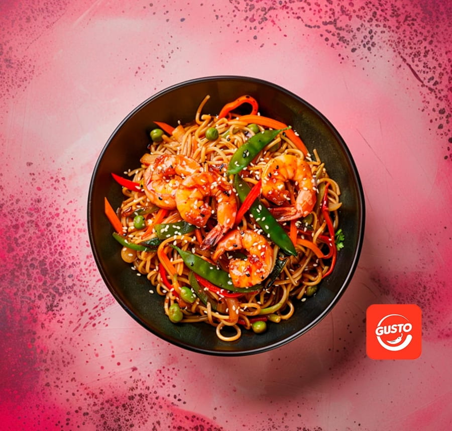 Wok с креветками